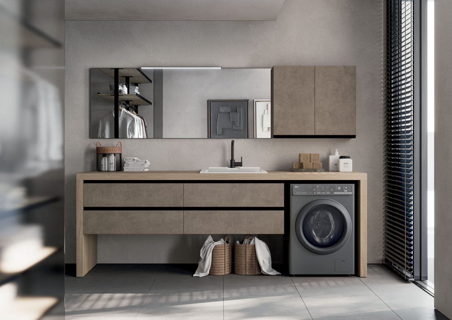 SPAZIO TIME 03  Mueble para lavandería Mueble para lavandería composable  By Ideagroup